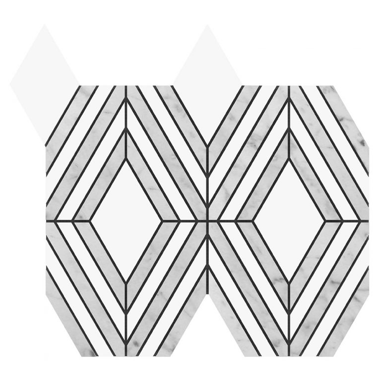 Leicester Waterjet Mosaics Montecera Natural Stone, Porcelain